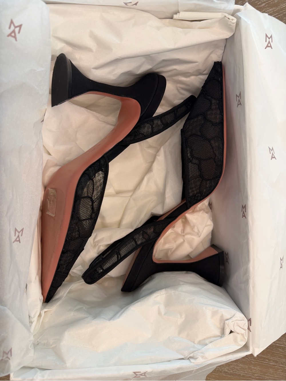Amina Muaddi Holli Lace Sling 95 Size 37 - Picture 6 of 9